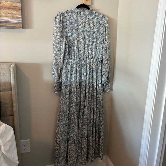 Elan Light Blue Floral Tiered Maxi Dress - Picture 2 of 3
